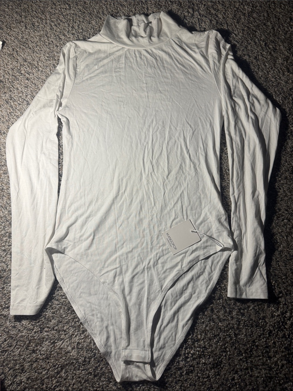 Long Sleeve White Turtleneck Bodysuit